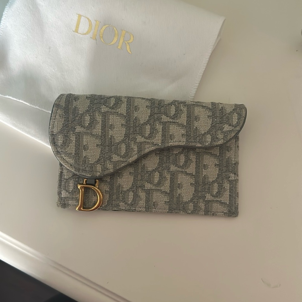 Dior Saddle Cosmos Zipped Card Wallet - Gray Dior Oblique Jacquard - Picture 1 of 9